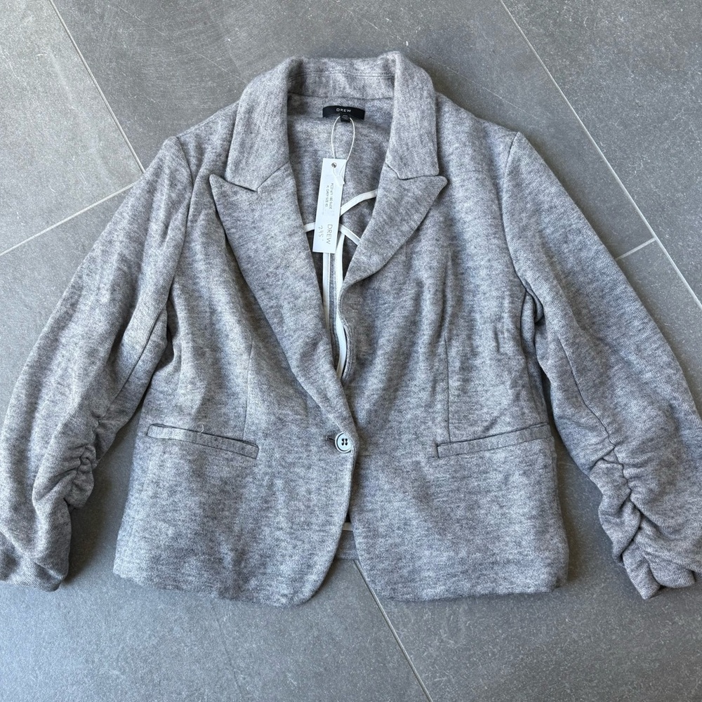 DREW Gray Blazer Soft Knit Relaxed Fit